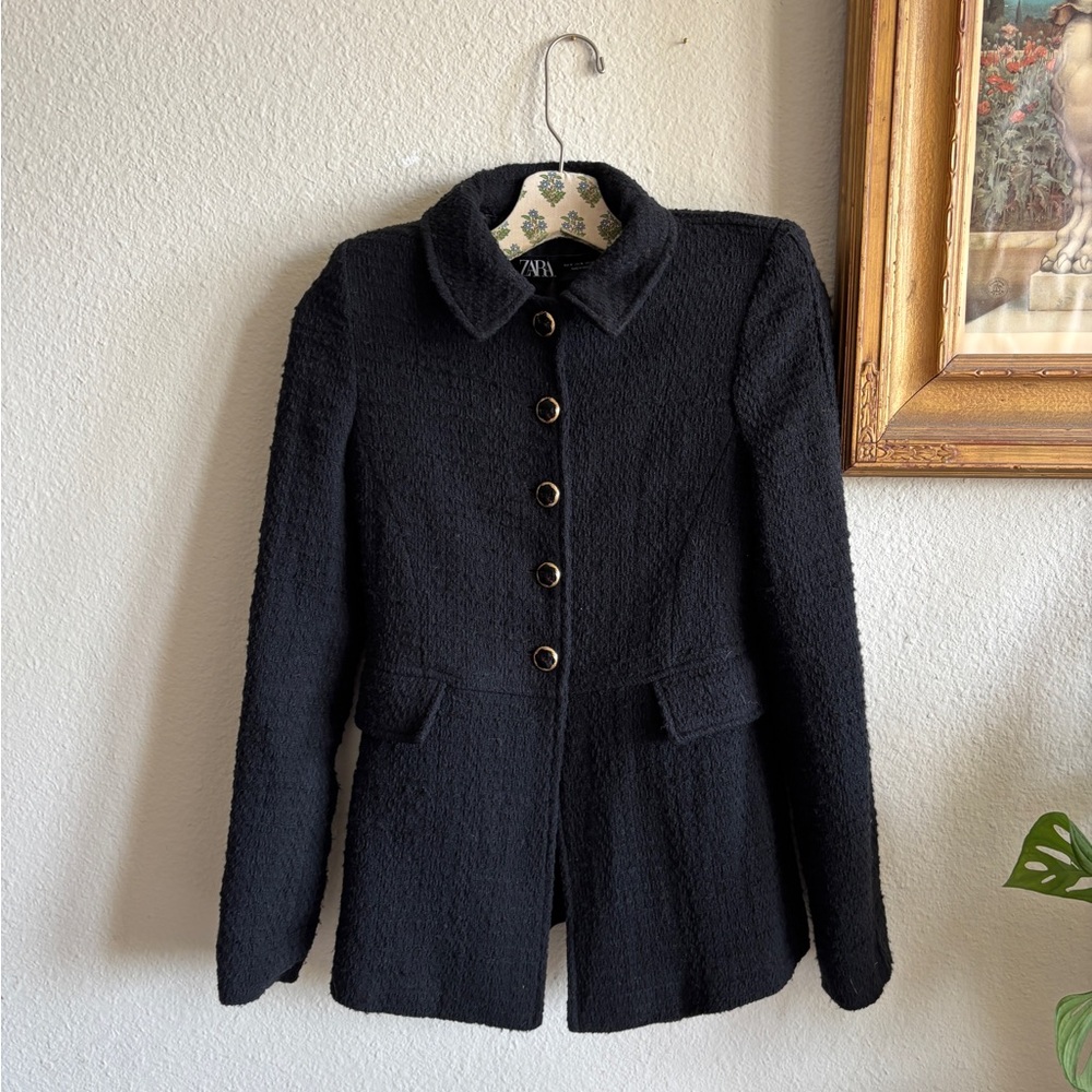 Zara Black Textured Blazer